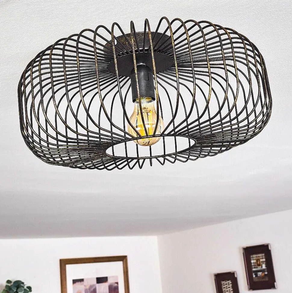 Plafonnier Wemude Noir Dore, 1 Lumiere
