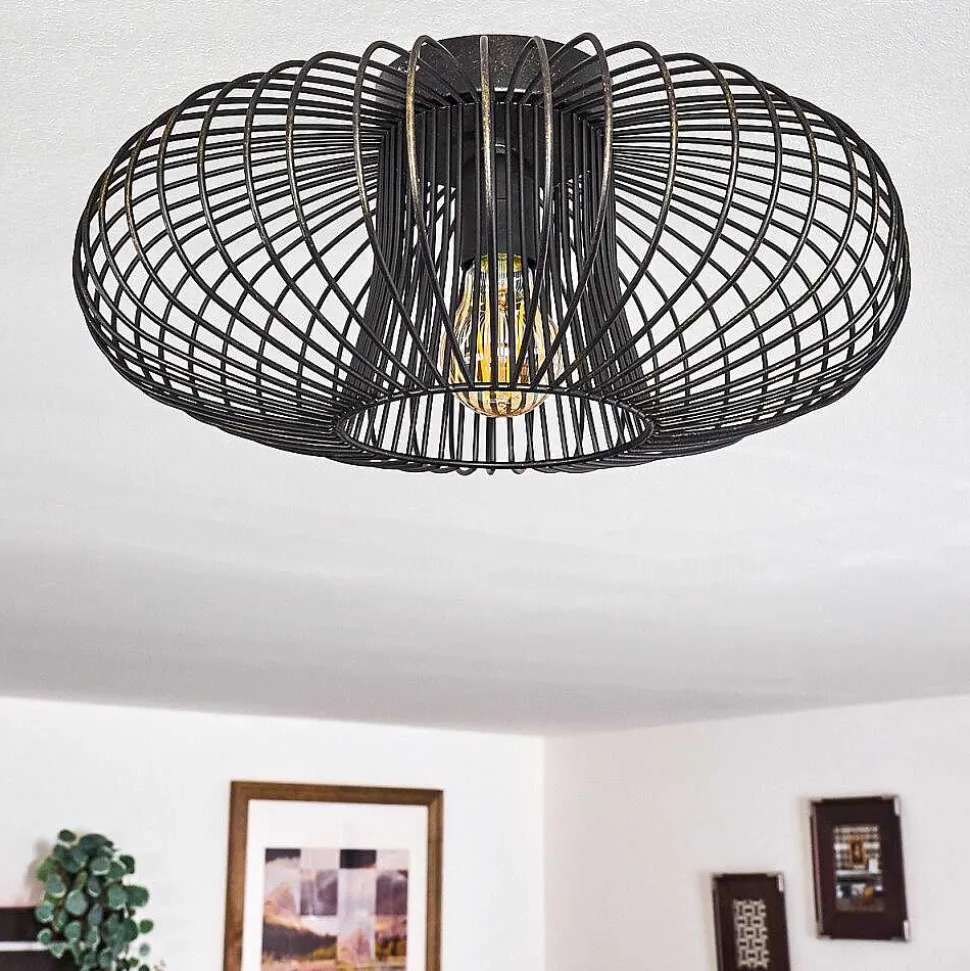 Plafonnier Wemude Noir Dore, 1 Lumiere
