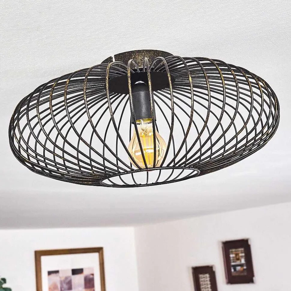 Plafonnier Wemude Noir Dore, 1 Lumiere