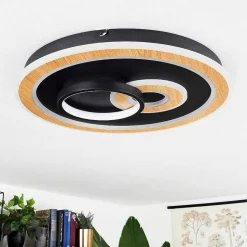 Plafonnier Xamontarupt Led Brun, Couleur Bois, Noir, 1 Lumiere, Telecommandes