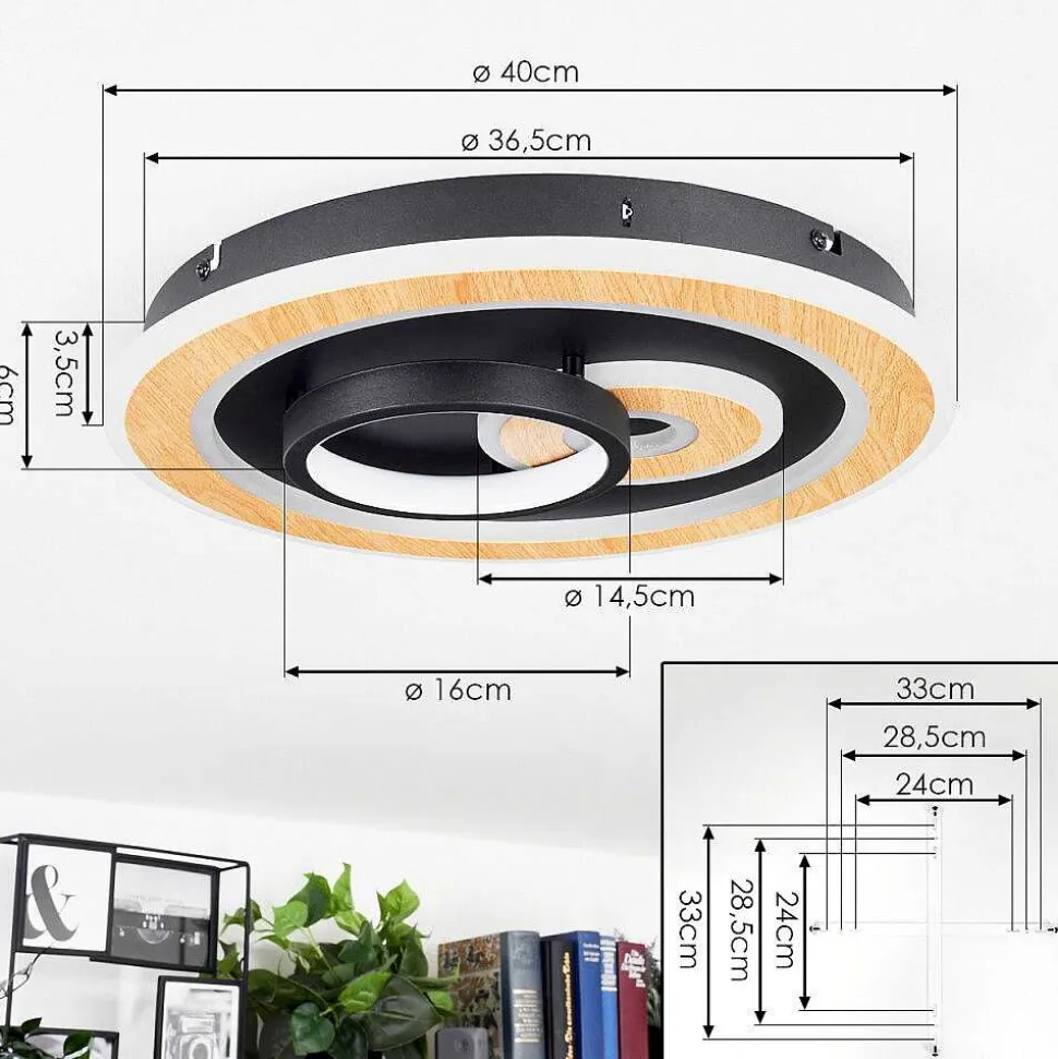 Plafonnier Xamontarupt Led Brun, Couleur Bois, Noir, 1 Lumiere, Telecommandes
