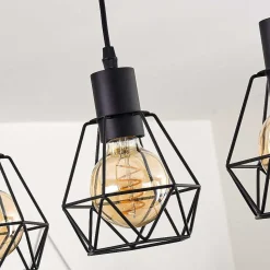 Plafonnier Yaak Bois Clair, Noir, 4 Lumieres