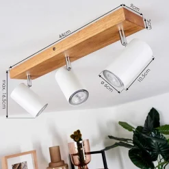 Plafonnier Zuoz Bois Clair, 3 Lumieres