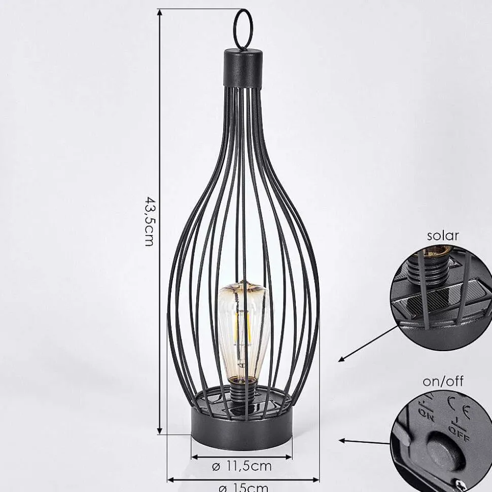 Set De Lampe De Table Solaire Quillagua Led Noir, 1 Lumiere
