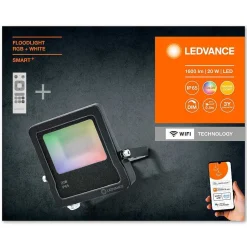 Spot De Jardin Ledvance Smart+ Anthracite, 1 Lumiere, Telecommandes, Changeur De Couleurs