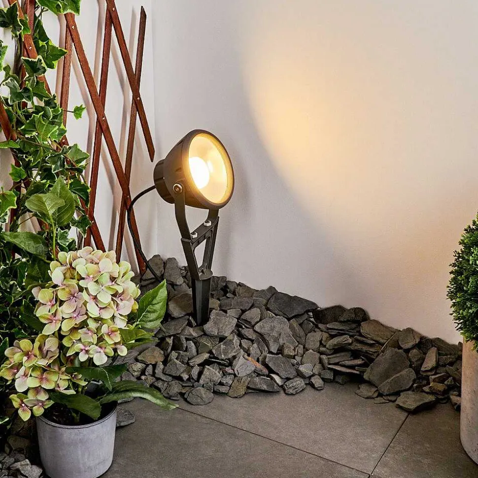 Spot De Jardin Phniet Led Noir, 1 Lumiere, Telecommandes, Changeur De Couleurs