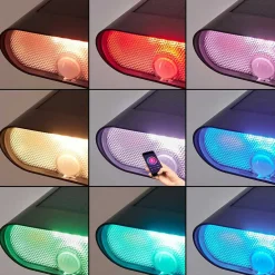 Spot De Jardin Usmagama Solar Led Noir, 1 Lumiere, Detecteur De Mouvement, Changeur De Couleurs