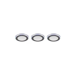 Spot Encastrable - Kit De 3 Trio Argus Led Chrome, 6 Lumieres, Telecommandes, Changeur De Couleurs