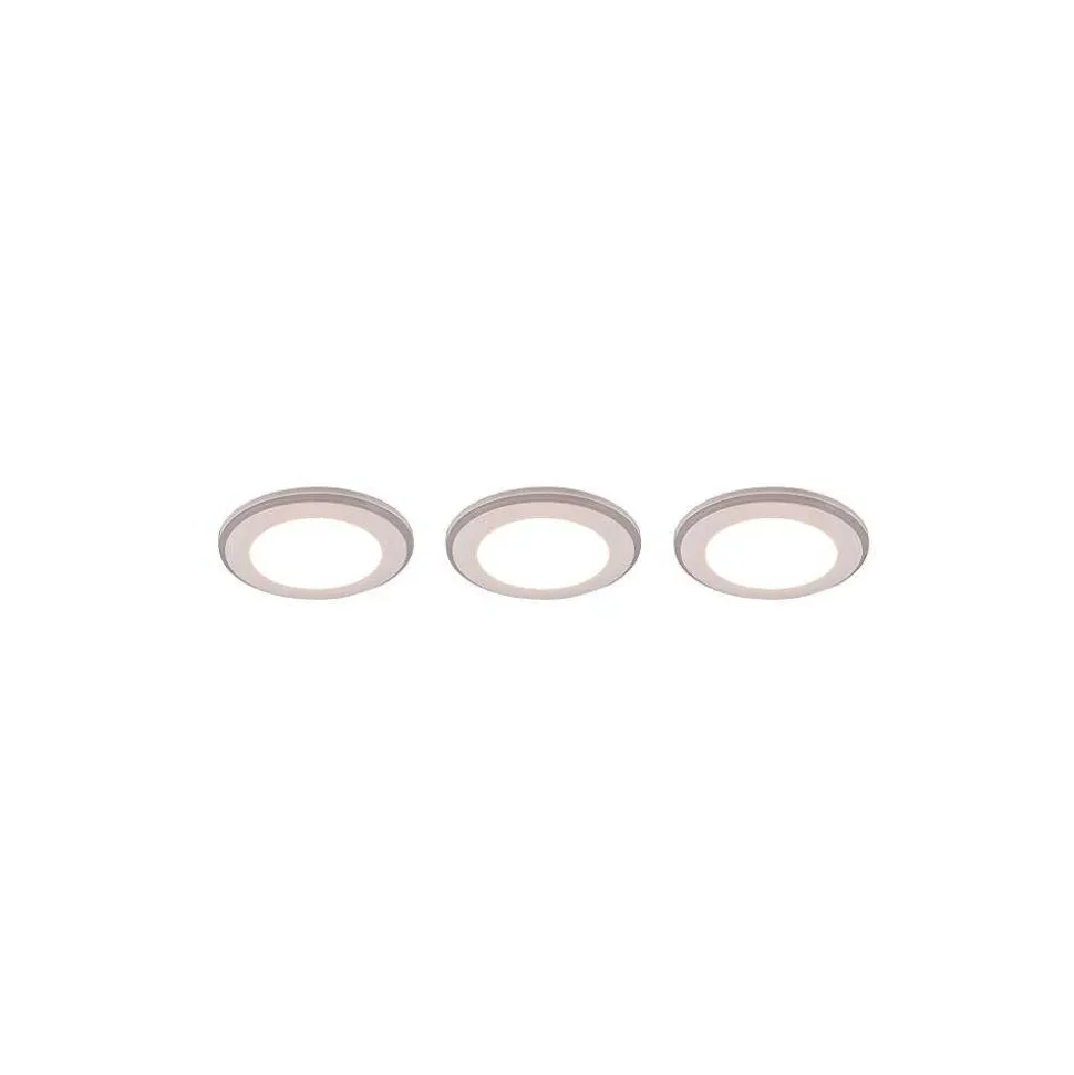 Spot Encastrable - Kit De 3 Trio Argus Led Blanc, 6 Lumieres, Telecommandes, Changeur De Couleurs