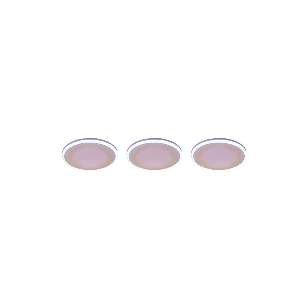 Spot Encastrable - Kit De 3 Trio Argus Led Blanc, 6 Lumieres, Telecommandes, Changeur De Couleurs