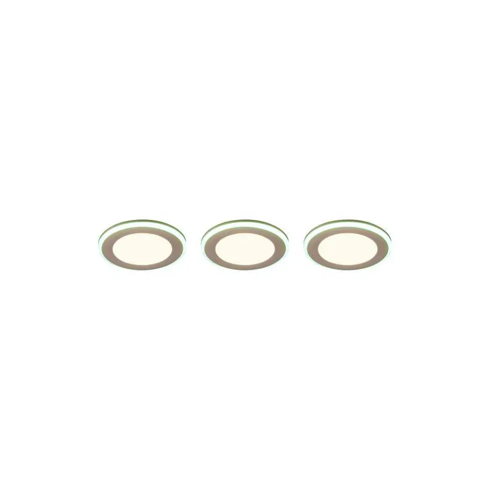 Spot Encastrable - Kit De 3 Trio Argus Led Blanc, 6 Lumieres, Telecommandes, Changeur De Couleurs