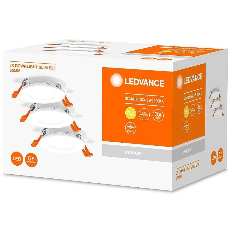Spot Encastrable Ledvance Downlight Slim Blanc, 3 Lumieres