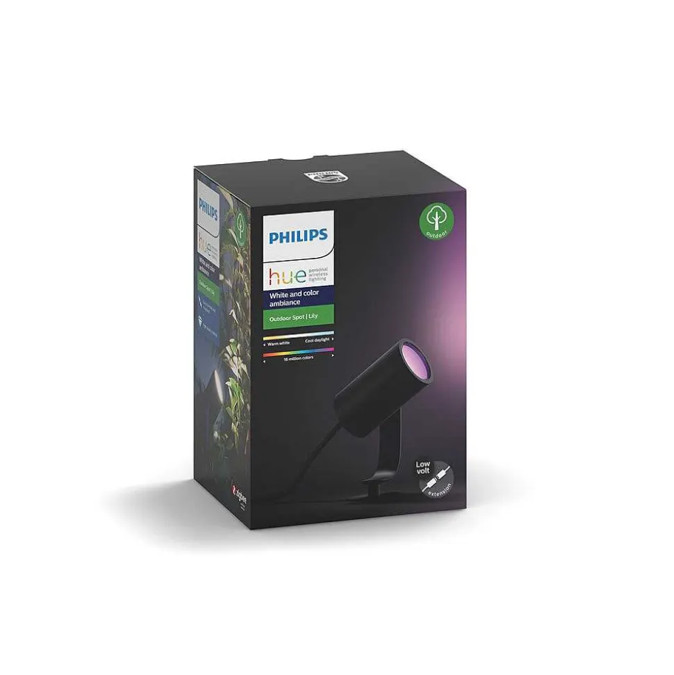 Spot, Set D'Extension Philips Hue Ambiance White & Color Waca Lily Led Noir, 1 Lumiere, Changeur De Couleurs