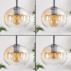 Suspension - Verre Apedo Ambre, Clair, 3 Lumieres