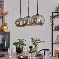 Suspension - Verre Apedo Fume, 3 Lumieres