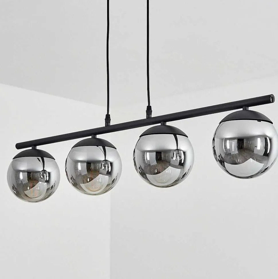 Suspension Agropoli Noir, 4 Lumieres
