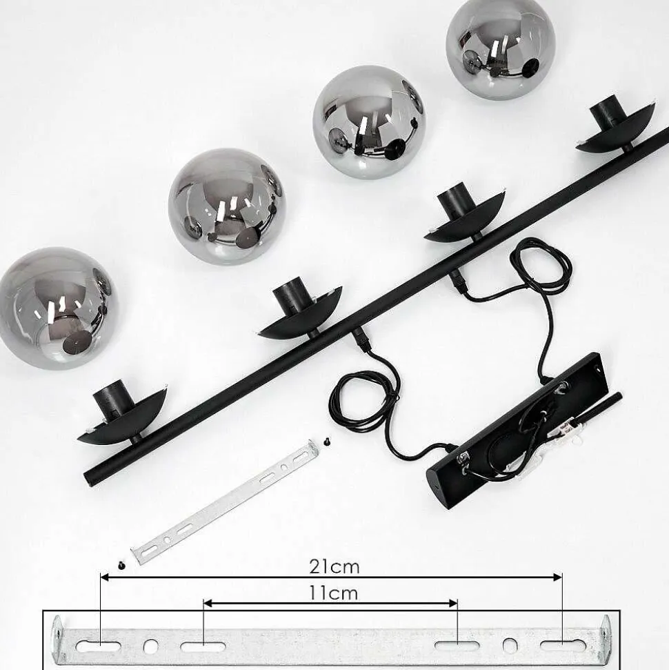 Suspension Agropoli Noir, 4 Lumieres