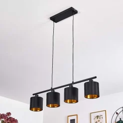 Suspension Alsen Noir, 4 Lumieres