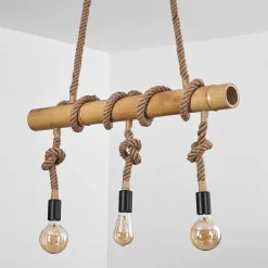 Suspension Asmara Brun, Ecru, 3 Lumieres