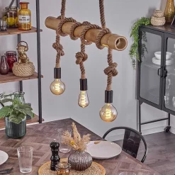 Suspension Asmara Brun, Ecru, 3 Lumieres
