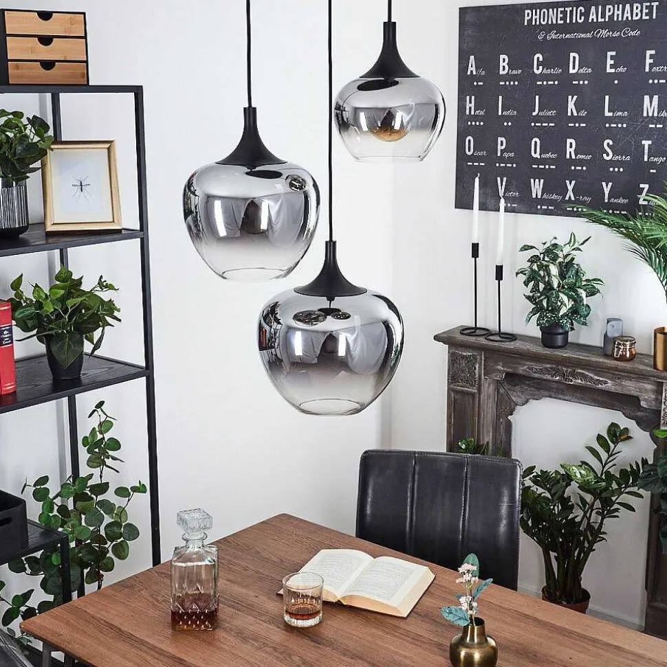 Suspension Azurara Noir, 3 Lumieres