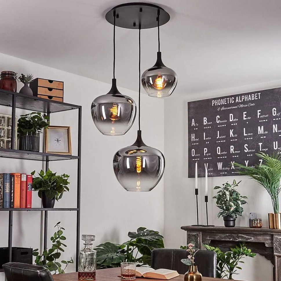 Suspension Azurara Noir, 3 Lumieres