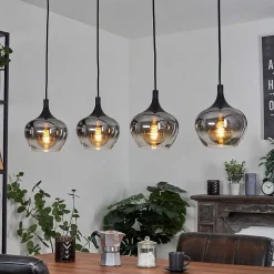 Suspension Azurara Noir, 4 Lumieres