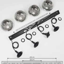 Suspension Azurara Noir, 4 Lumieres