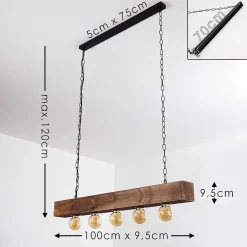 Suspension Berat Brun, Noir, 5 Lumieres