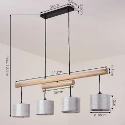 Suspension Bigandie Ecru, Noir, 4 Lumieres