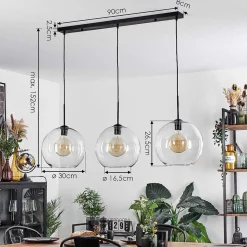 Suspension Boules 30 Cm Koyoto Clair, 3 Lumieres