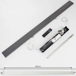 Suspension Brun Led Anthracite, 2 Lumieres, Telecommandes