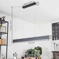 Suspension Brun Led Anthracite, 2 Lumieres, Telecommandes