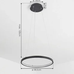 Suspension Calcium Led Noir, 1 Lumiere