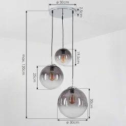 Suspension Degevos Gris, 3 Lumieres