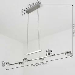 Suspension Fernandaires Led Nickel Mat, 12 Lumieres