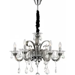 Suspension Globo Dunja Chrome, Transparent, 6 Lumieres