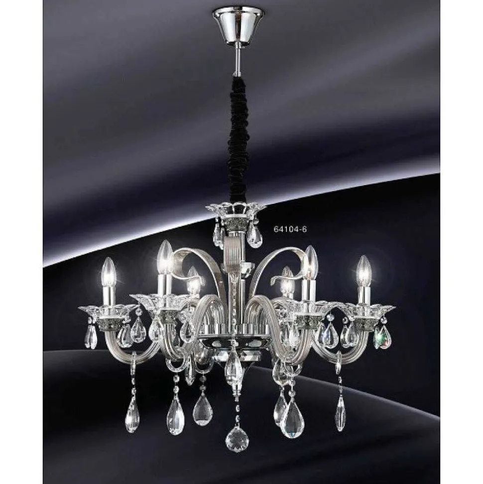 Suspension Globo Dunja Chrome, Transparent, 6 Lumieres