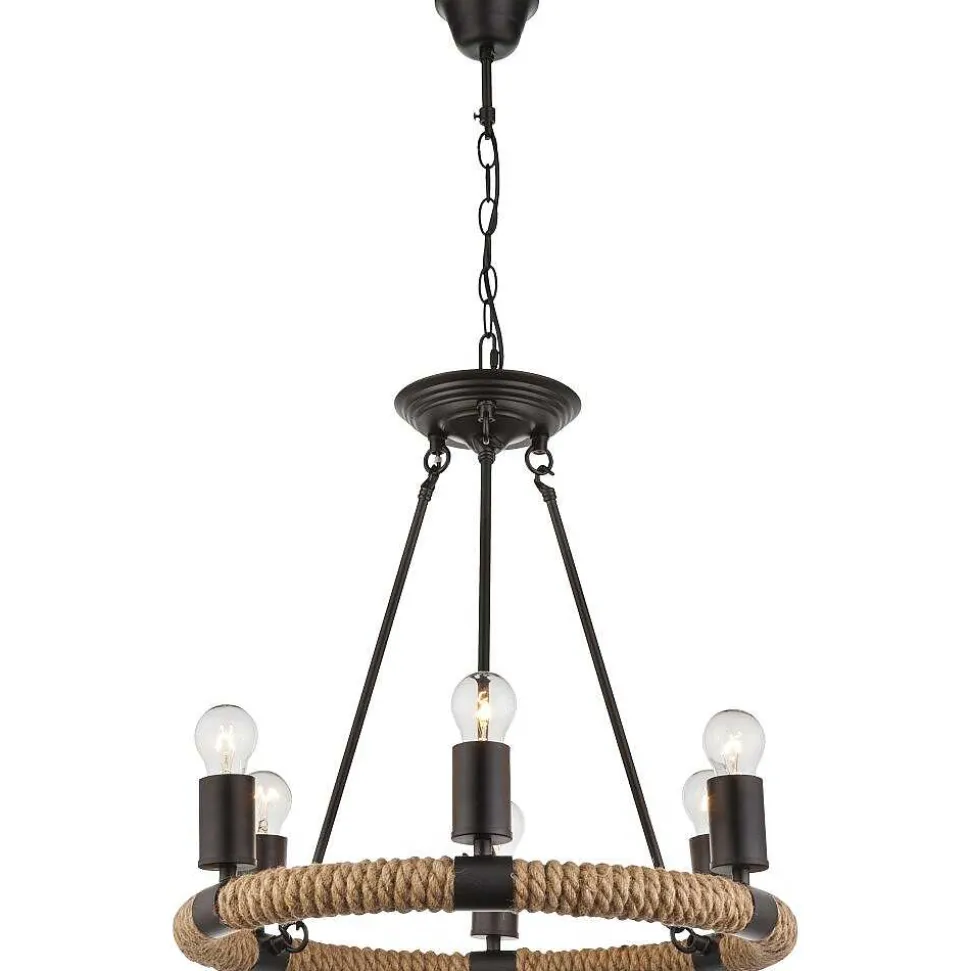 Suspension Globo Ulleu Noir, 6 Lumieres