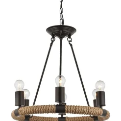 Suspension Globo Ulleu Noir, 6 Lumieres