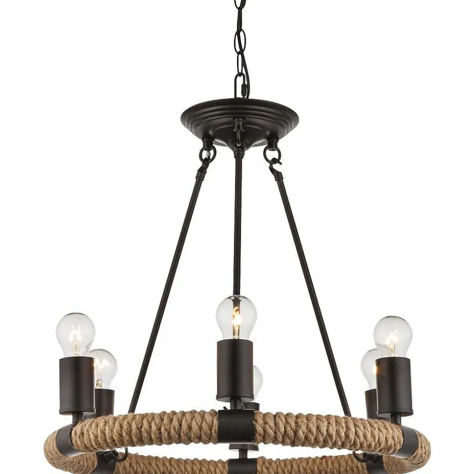 Suspension Globo Ulleu Noir, 6 Lumieres