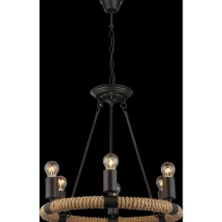 Suspension Globo Ulleu Noir, 6 Lumieres