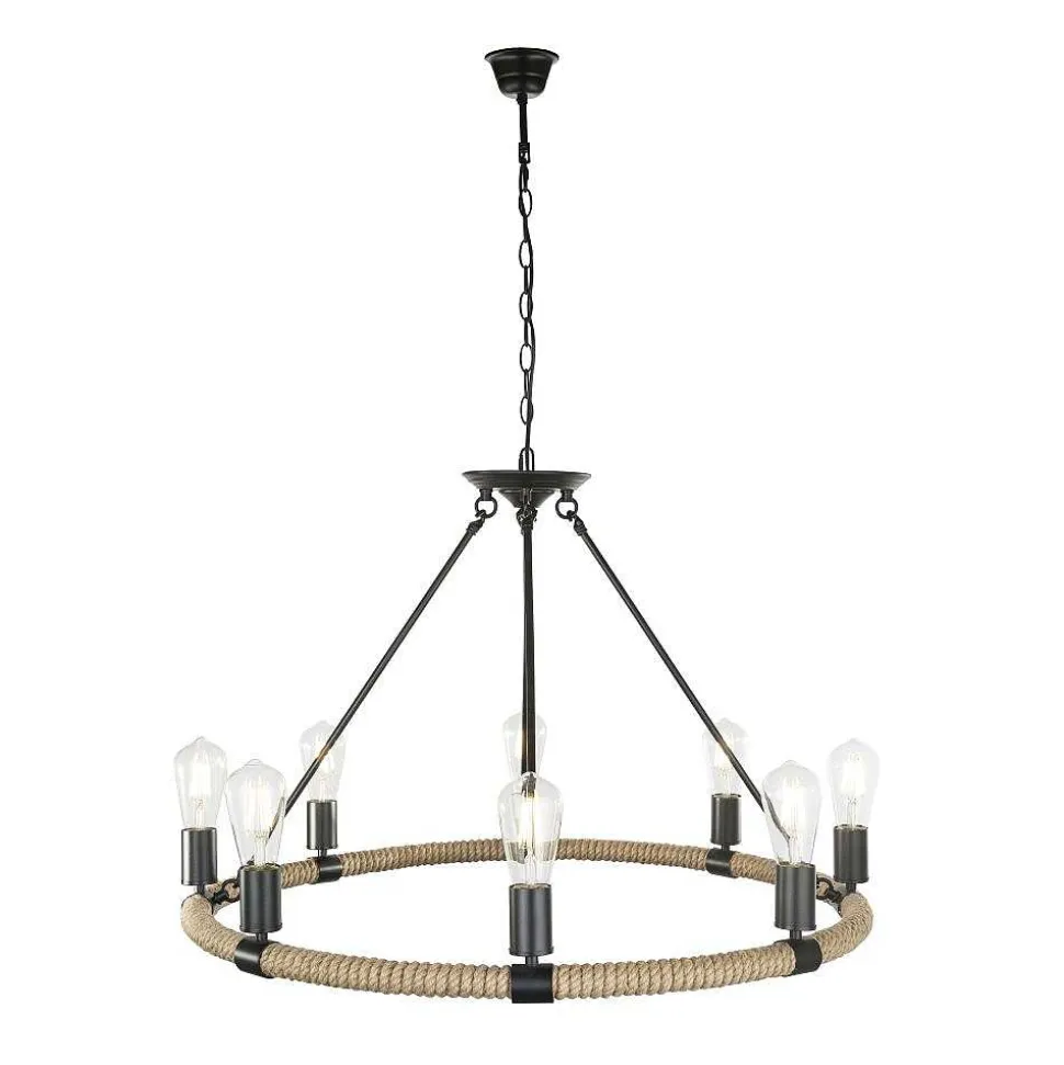 Suspension Globo Ulleu Noir, 8 Lumieres