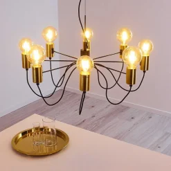 Suspension Gnarp Noir Dore, 8 Lumieres