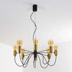 Suspension Gnarp Noir Dore, 8 Lumieres