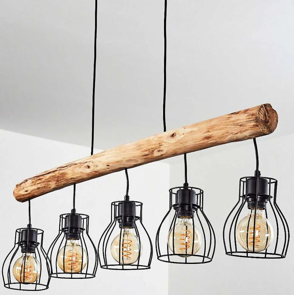 Suspension Gondo Brun, Noir, 5 Lumieres