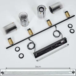 Suspension Hunouri Noir, 4 Lumieres
