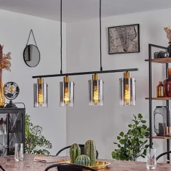 Suspension Hunouri Noir, 4 Lumieres