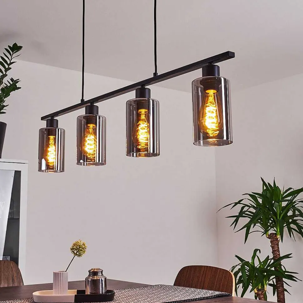 Suspension Hunouri Noir, 4 Lumieres