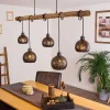 Suspension Imana Bois Clair, Noir, 5 Lumieres